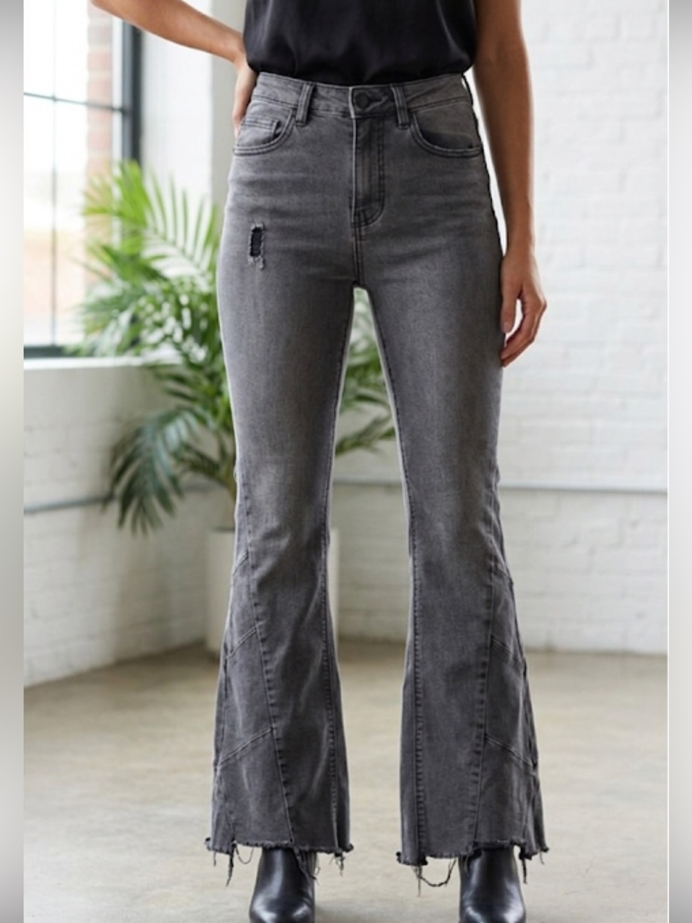 Banjara Washed Black Grey Flare Leg Jeans Size 25